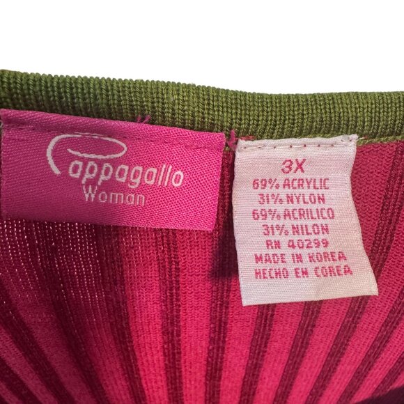 Pappagallo Woman 3X Ribbed Knit Sweater Pink & Green Trim - Picture 5 of 6